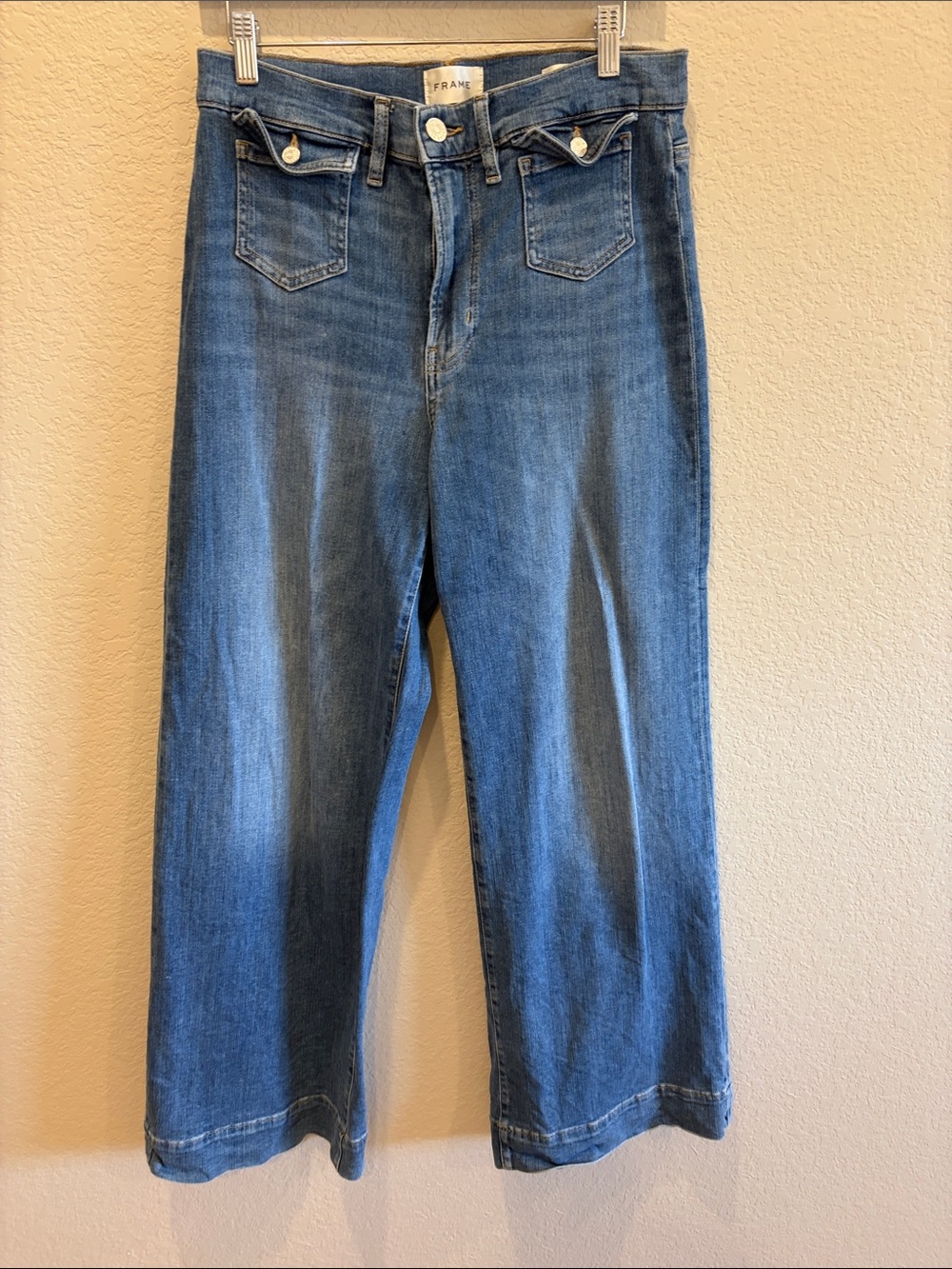 Frame Denim Wide Leg Flare Jeans in Medium Blue
